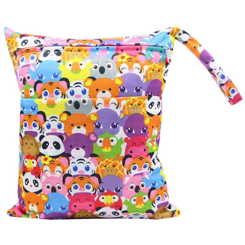Diaper Bag 30 36cm Baby Double Zipper Printing Waterproof Diaper Bag