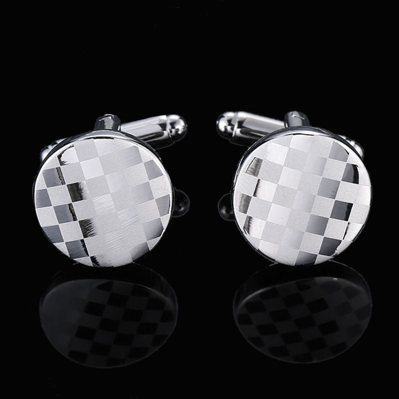 Men's Shirt French Cufflinks High Quality Enamel Vintage Pattern Laser Metal Cube Cufflinks