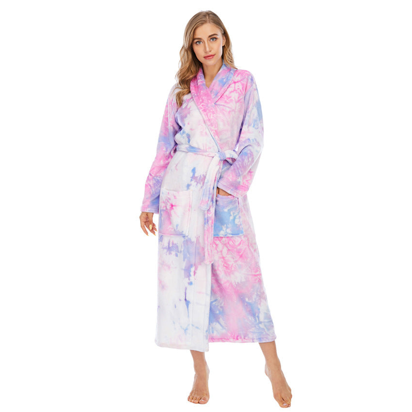 Ladies Tie-Dye Pajamas Long Thicken Homewear