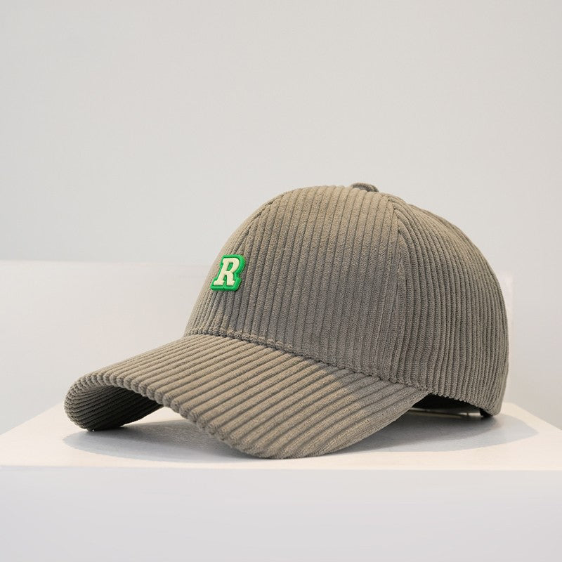 Women's Corduroy R Letter Baseball Cap Hat