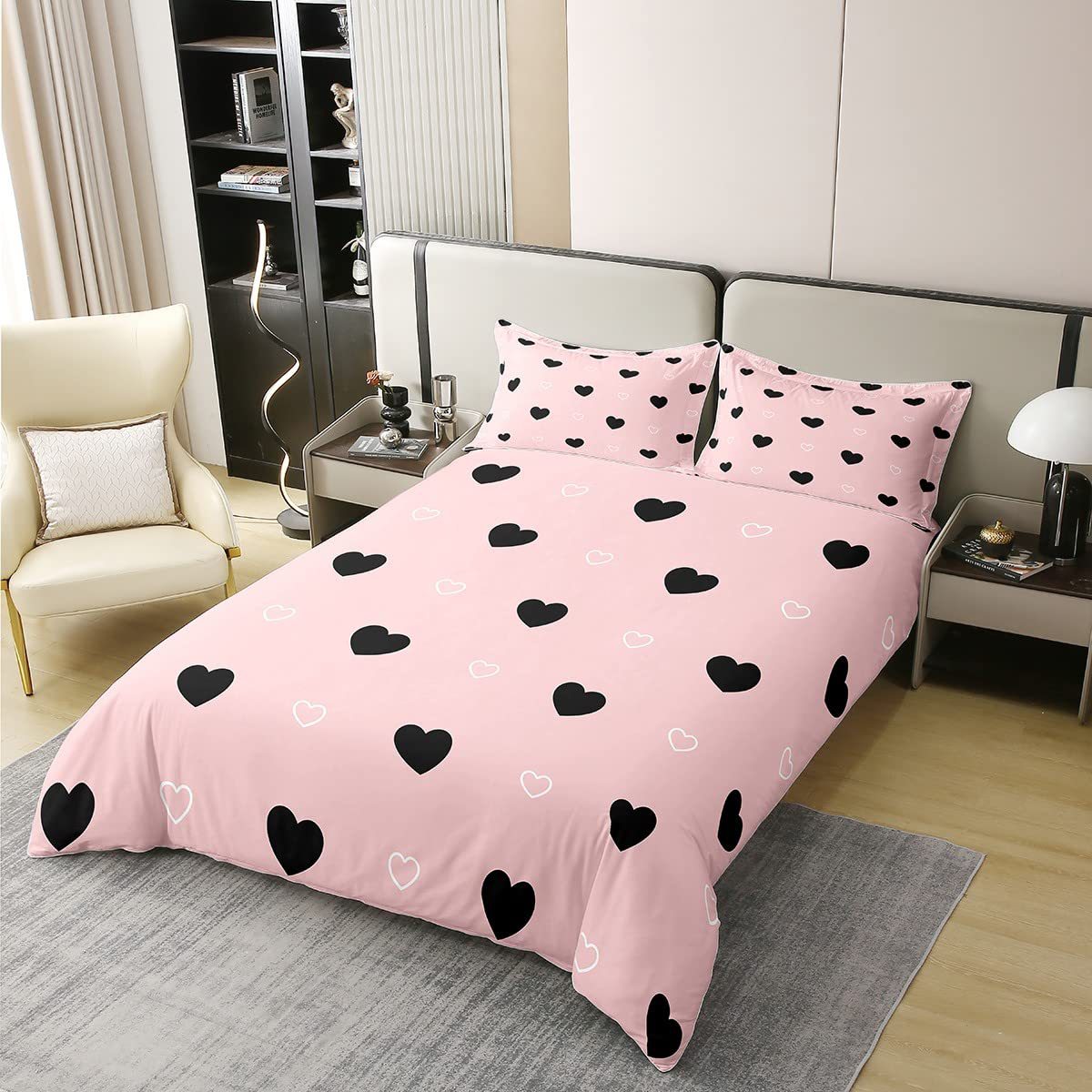 Simple Little Heart Quilt Cover Bedding Three-Piece Set