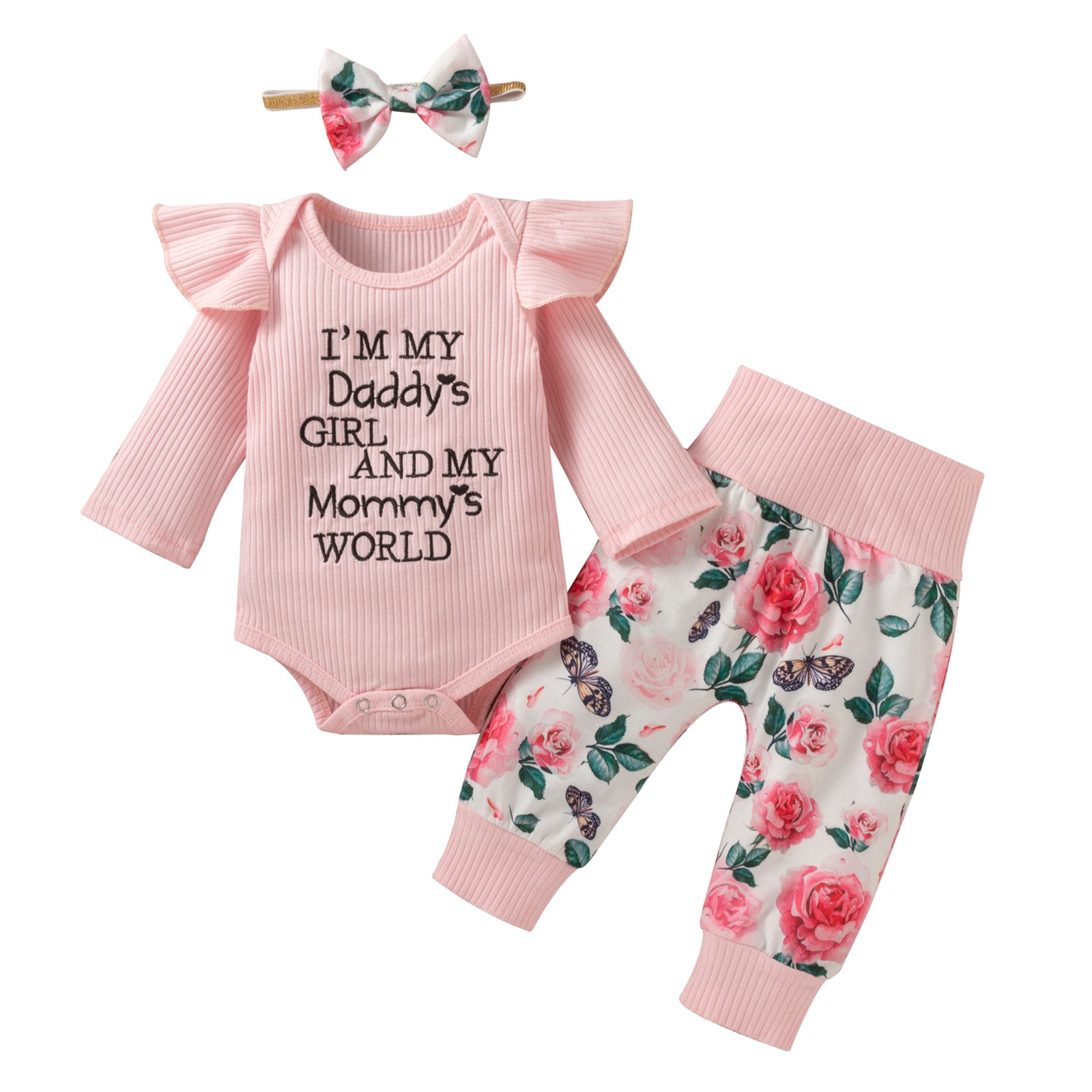 Long Sleeve Romper Belly Protective Pants Hairband Princess Dress