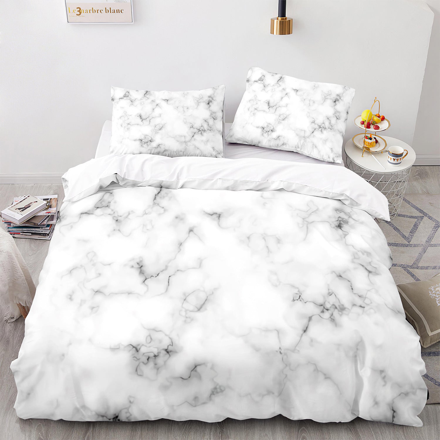 3D Bed Three-piece Marbling Series Quilt Cover