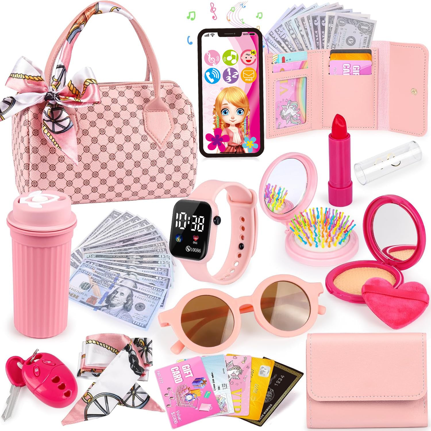 Simulation Children Play House Handbag Toy Watch Coin Purse Girl's Birthday Gift Cell Phone Bag