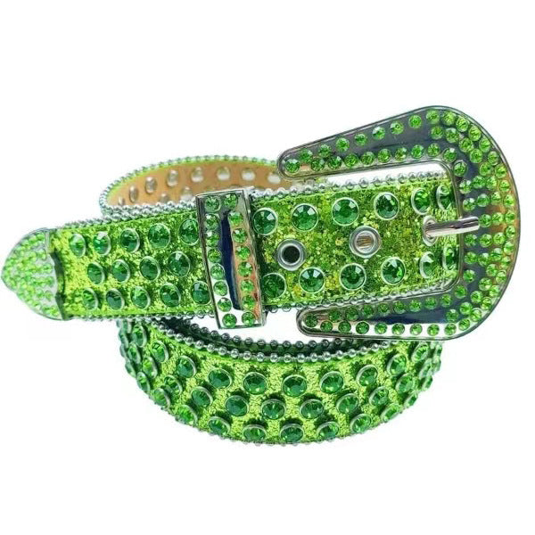 Ceinture unisexe en alliage, style punk rock, avec rivets et strass
