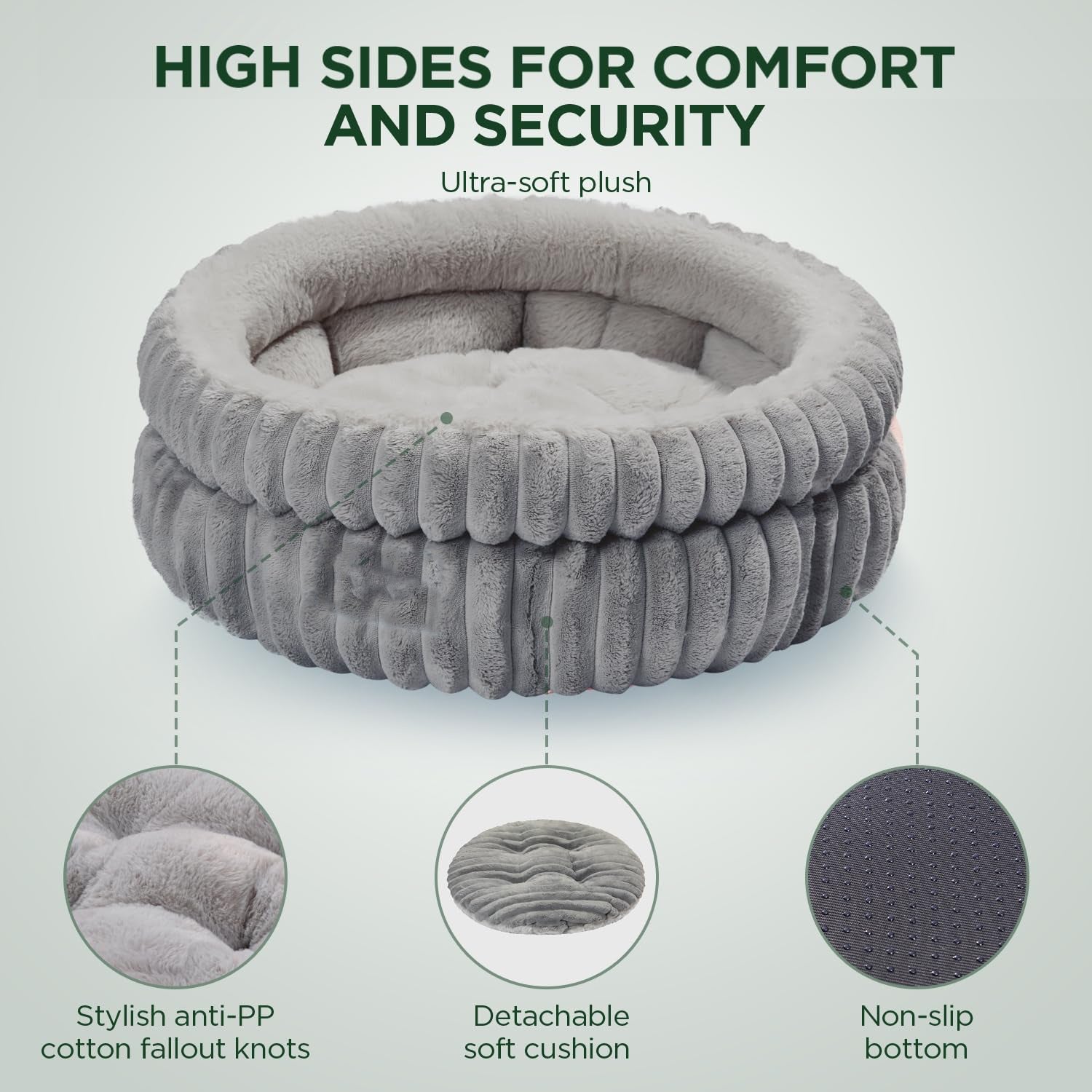 Lit pour chat, lit pour chaton, lits ronds lavables pour chats d'intérieur, lit pour animaux de compagnie en peluche super douce en fausse fourrure pour chiots et chatons avec fond antidérapant