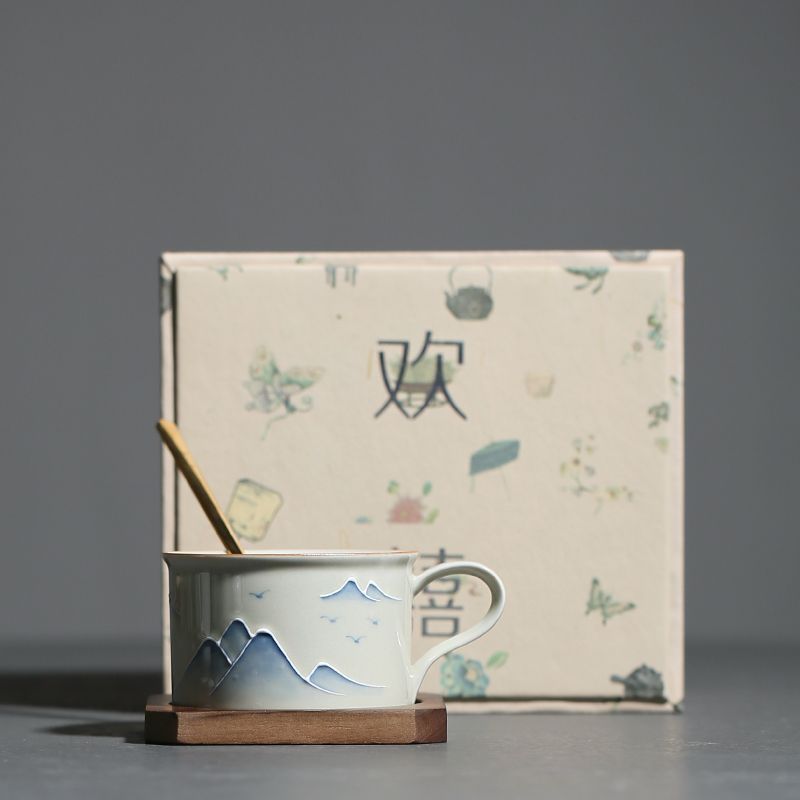 Hand Painted Landscape Coffee Cup Underglaze Household Mug