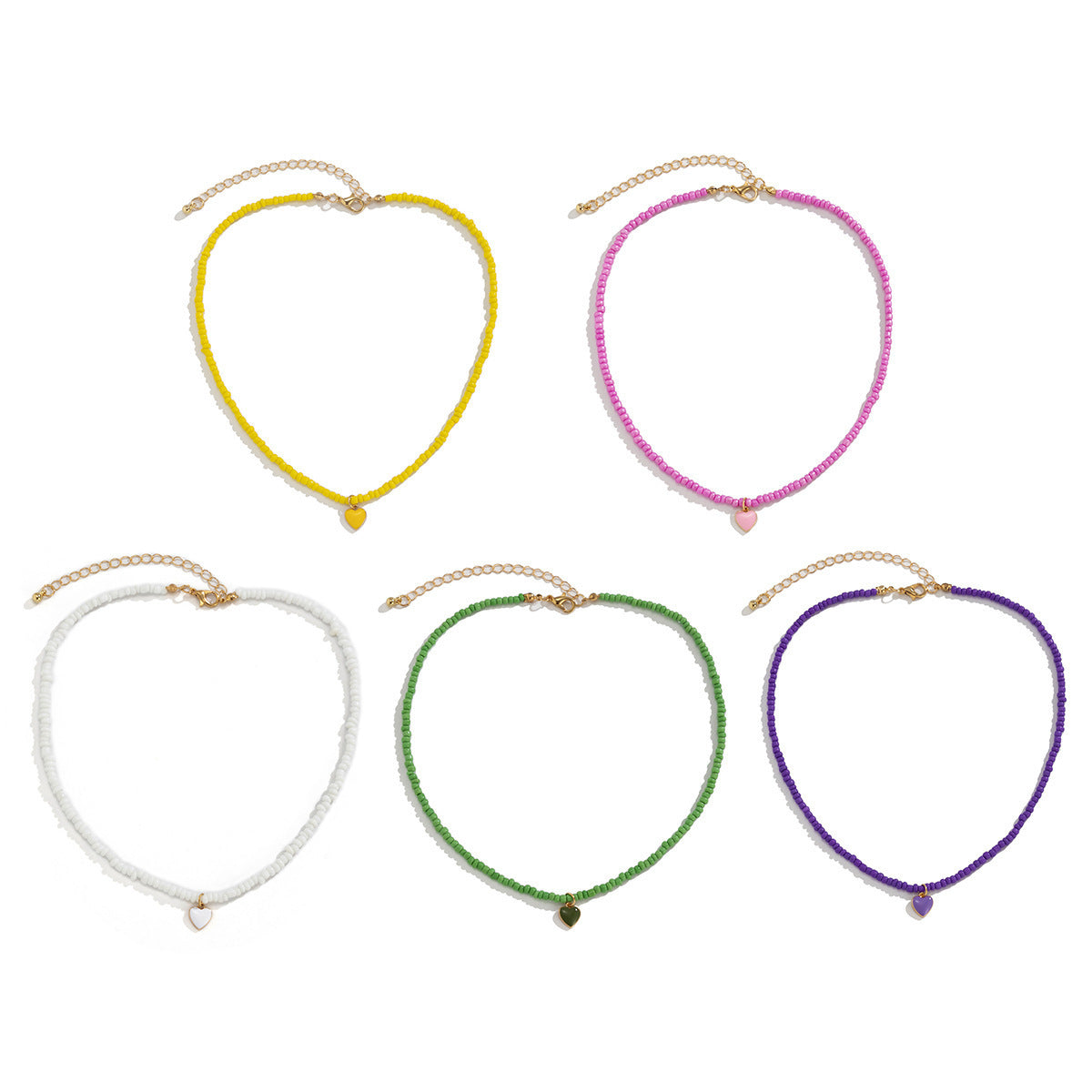 Stackable Wear Sweet Cool Wind Dripping Oil Heart-shaped Pendant Clavicle Necklace