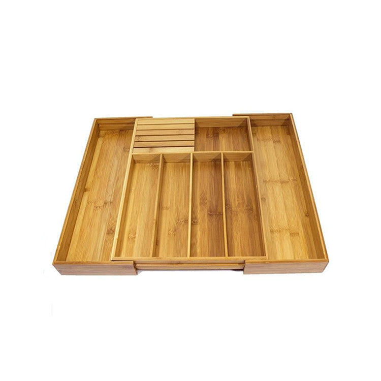 Bamboo Retractable Adjustable Knife Drawer Storage Box