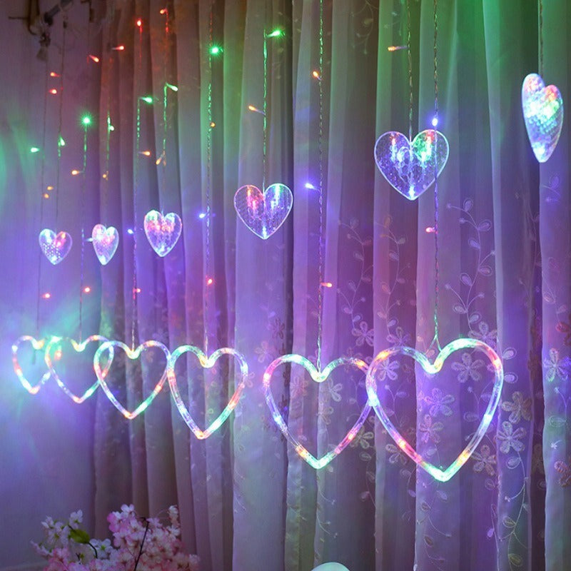 Led Heart-shaped Decorative Curtain Decorative Lights