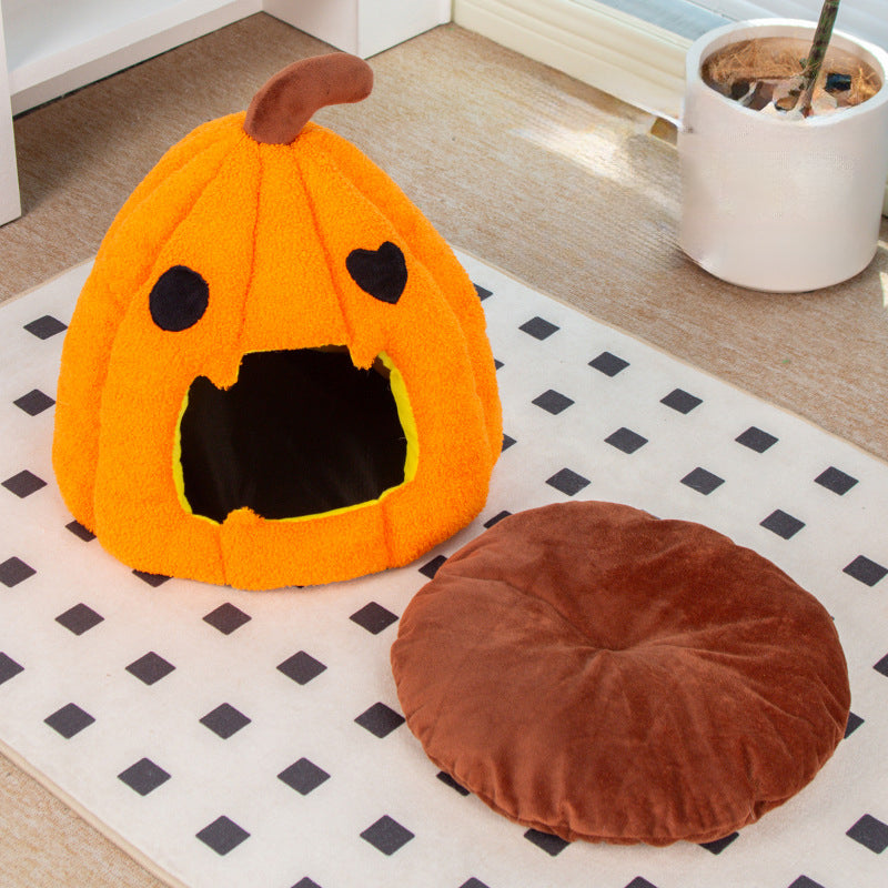 Cat Nest Sleeping Hut Habitat Pet Supplies Cozy Pet Cave Tent Halloween Pumpkin Nest Dog Cat Bed For Poodle Puppy Dog Animals