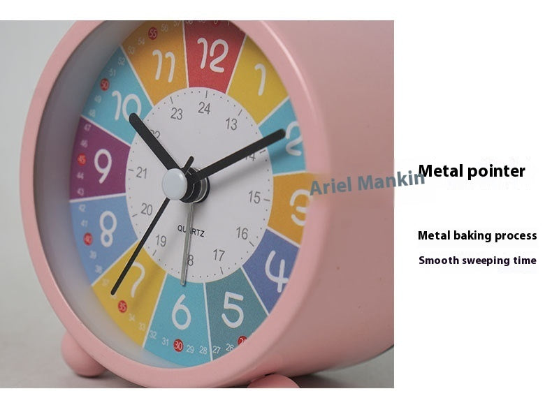 Metal Cartoon Children's Early Education Alarm Clock Mute Luminous Desk Clock Pointer Quartz Clock