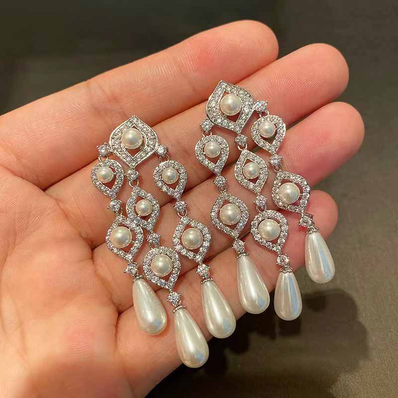 European And American Retro Exaggerated Long Fringe Earrings Female Water Drop