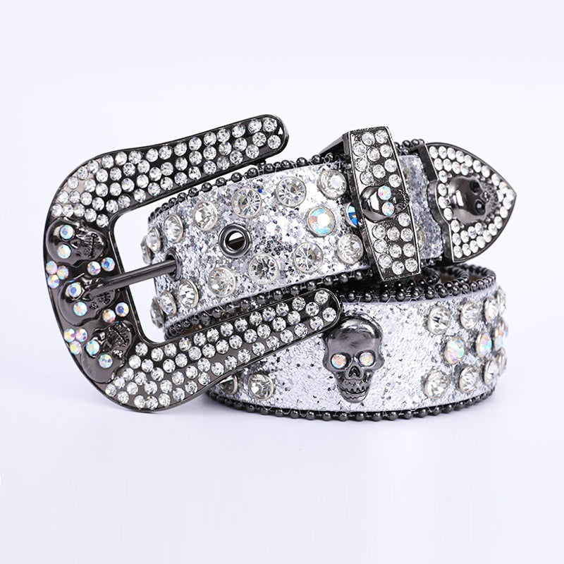 Ceinture strass crâne à la mode et populaire
