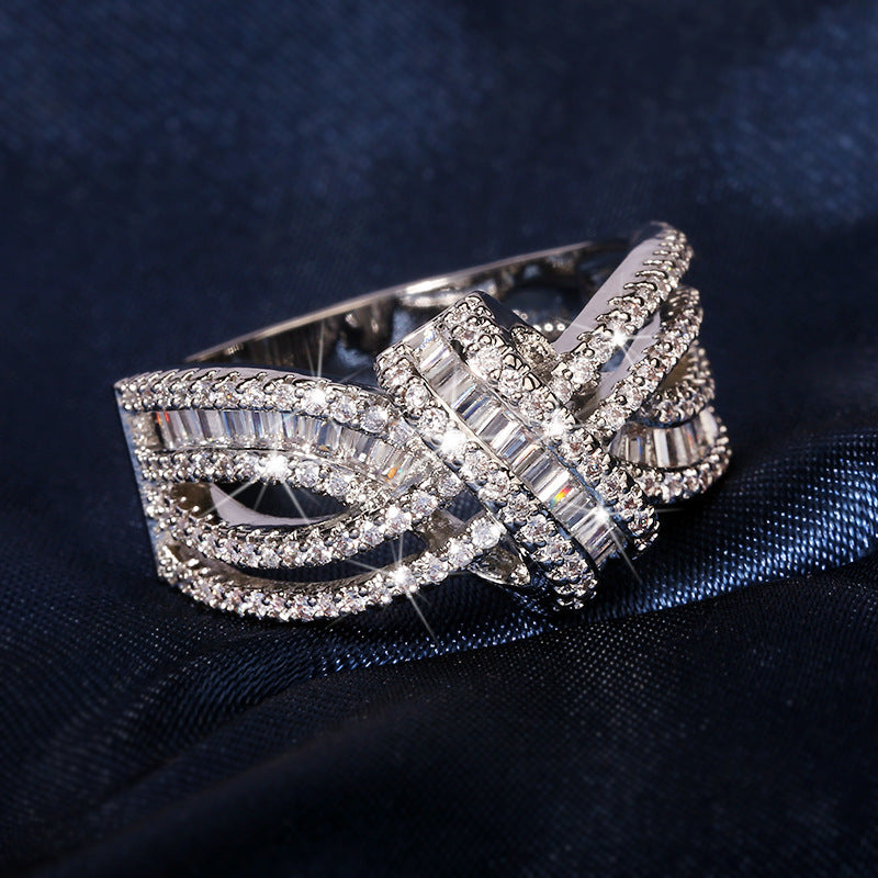European And American Luxury Fashion Ladies Zircon Ring