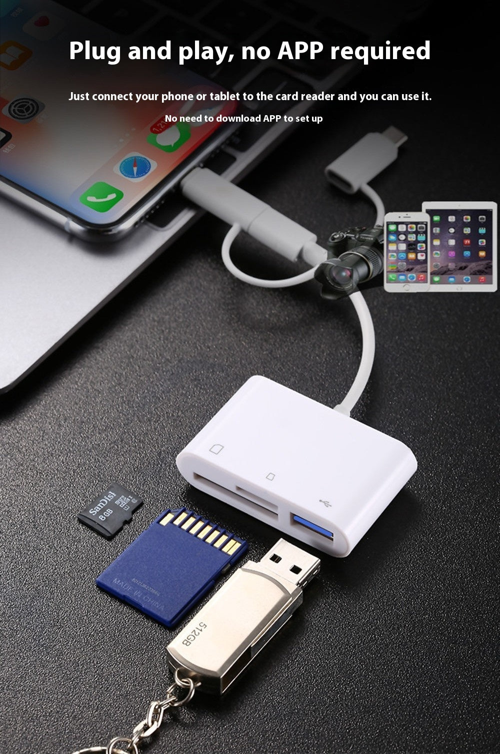 Mobile Phone SD Card Reader Camera Memory Card Conversion All-in-one