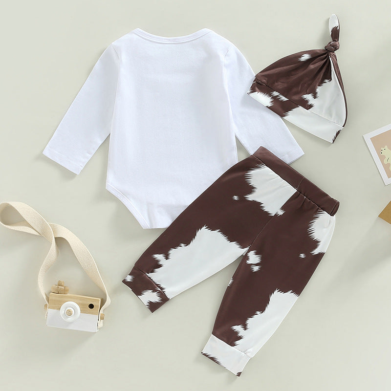 Clothing Boy's Letter Long-sleeve Jumpsuit Graffiti Casual Trousers Three-piece Set