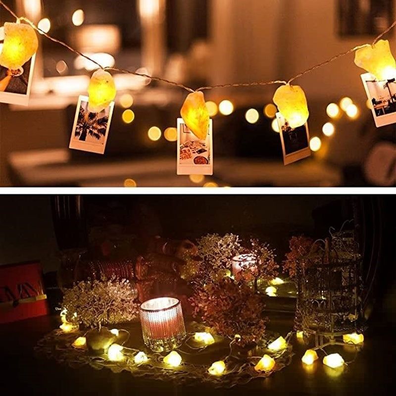 Crystal Salt Light LED Lighting Chain Himalayan Rose Salt Light Decorative String USB Salt Stone Night Light