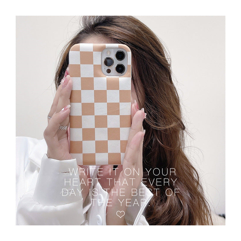 Checkerboard Air Cushion Leather Phone Case