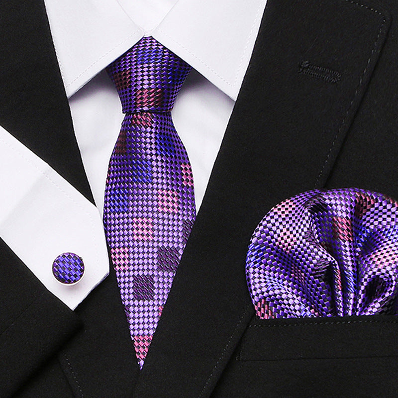 Men's Fashion Simple Cashew Flower Tie Three Pieces Set