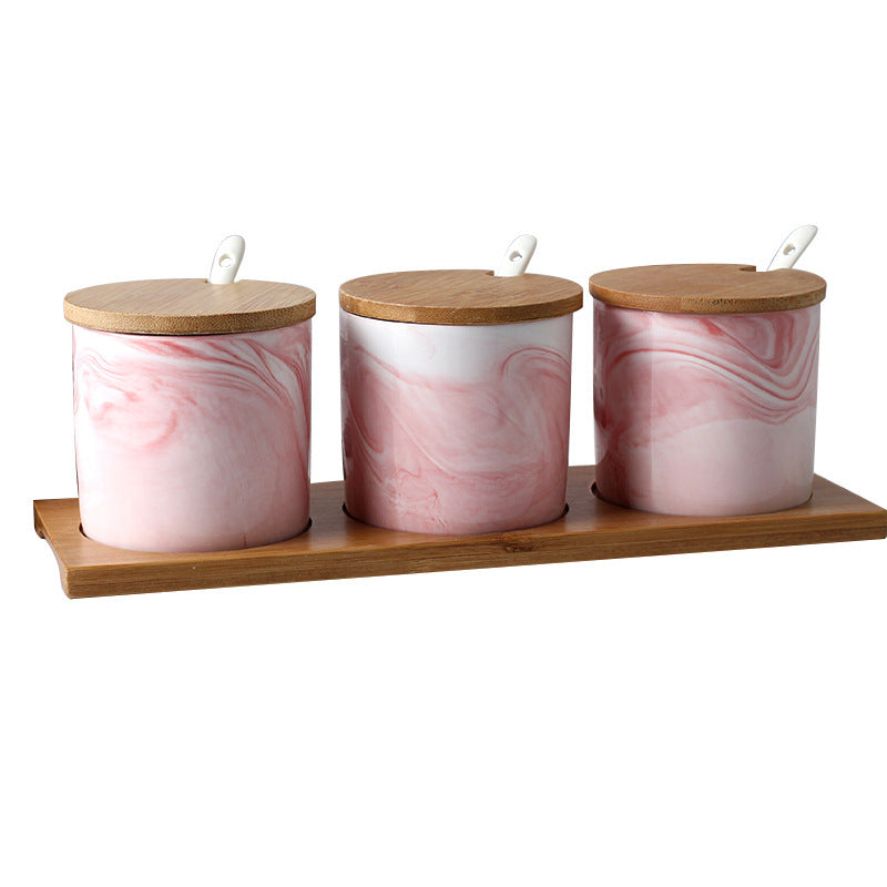 Three-piece Ceramic Seasoning Jar With Lid