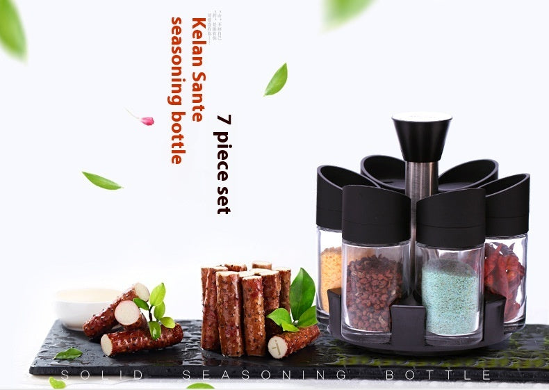 Rotating Glass Seasoning Bottle Creative Kitchen Condiments Box
