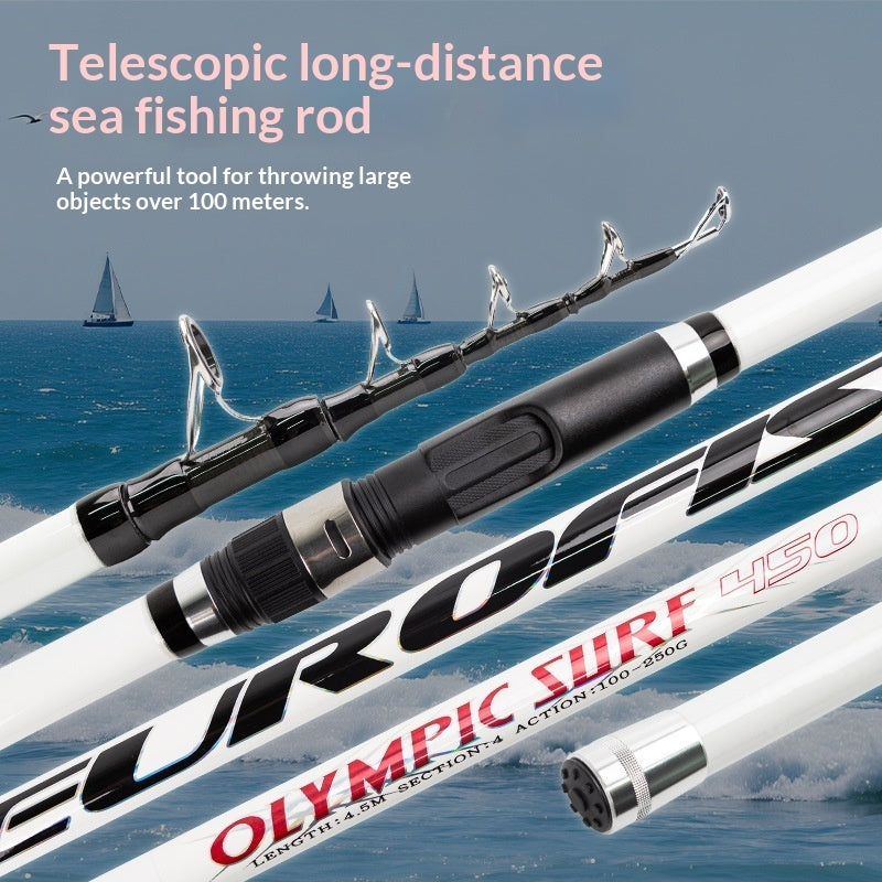 Canne à pêche télescopique dure en carbone haut module pour lancer loin en mer