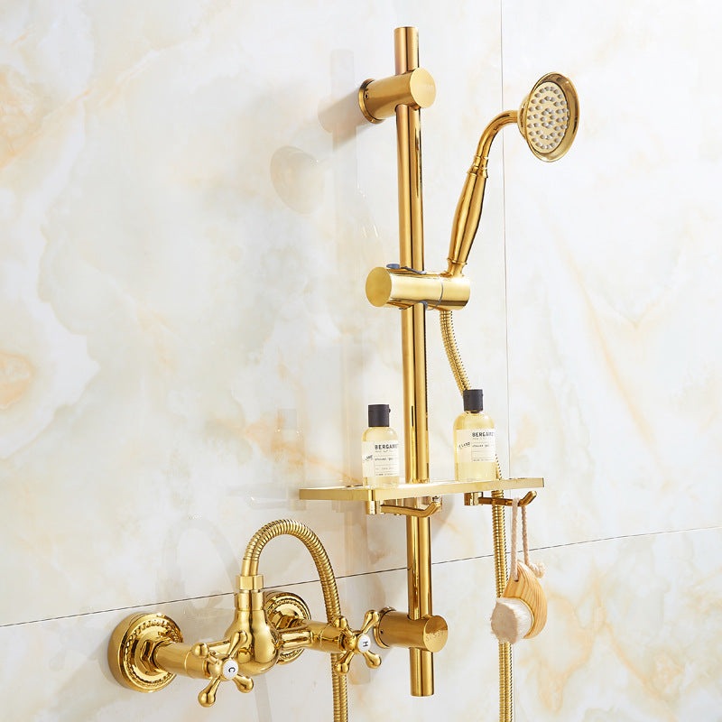 Gold Full Copper Bathtub Hot And Cold Faucet Shower Set