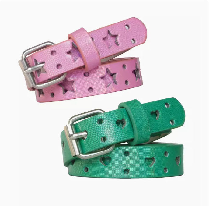 Ceinture en forme de cœur évidé à étoile à cinq branches couleur bonbon