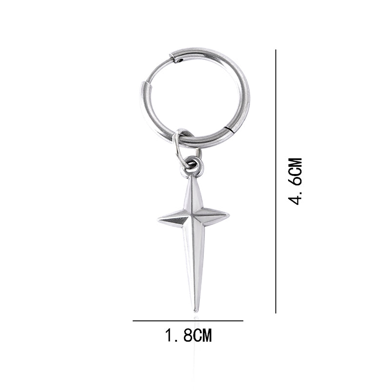 Minimalist Cross Dangle Earrings For Women Men Trend Hip-hop Punk Silver Single Earrings Birthday Gift Jewelry