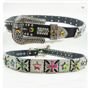 Ceinture de pantalon femme en strass de cristal, à la mode et polyvalente, avec boucle ardillon.