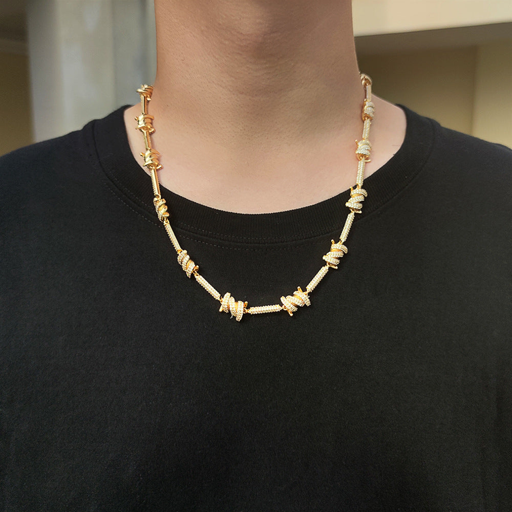 European And American Thorns Personality Cuban Chain Full Of Zircon