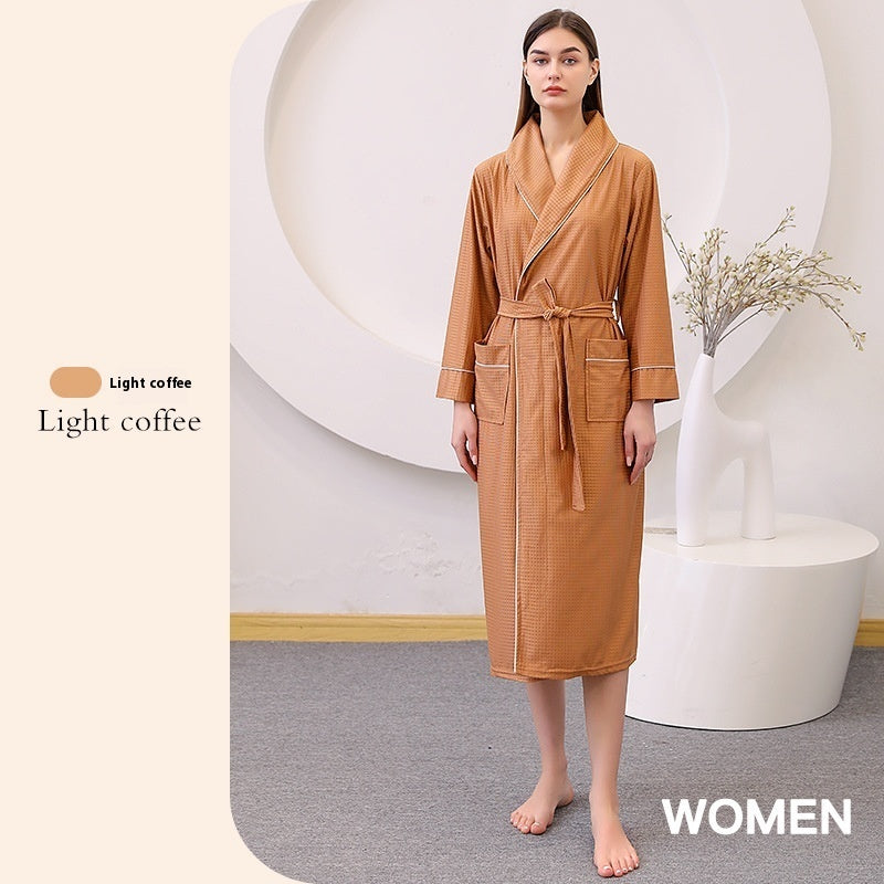 Thin Satin Bathrobe Water-absorbing Quick-drying Couple Nightgown