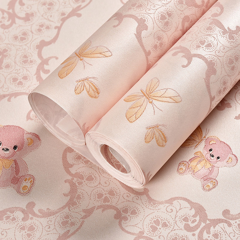 Cartoon Bear Wallpaper Cozy Bedroom Background Self-adhesive Sticker