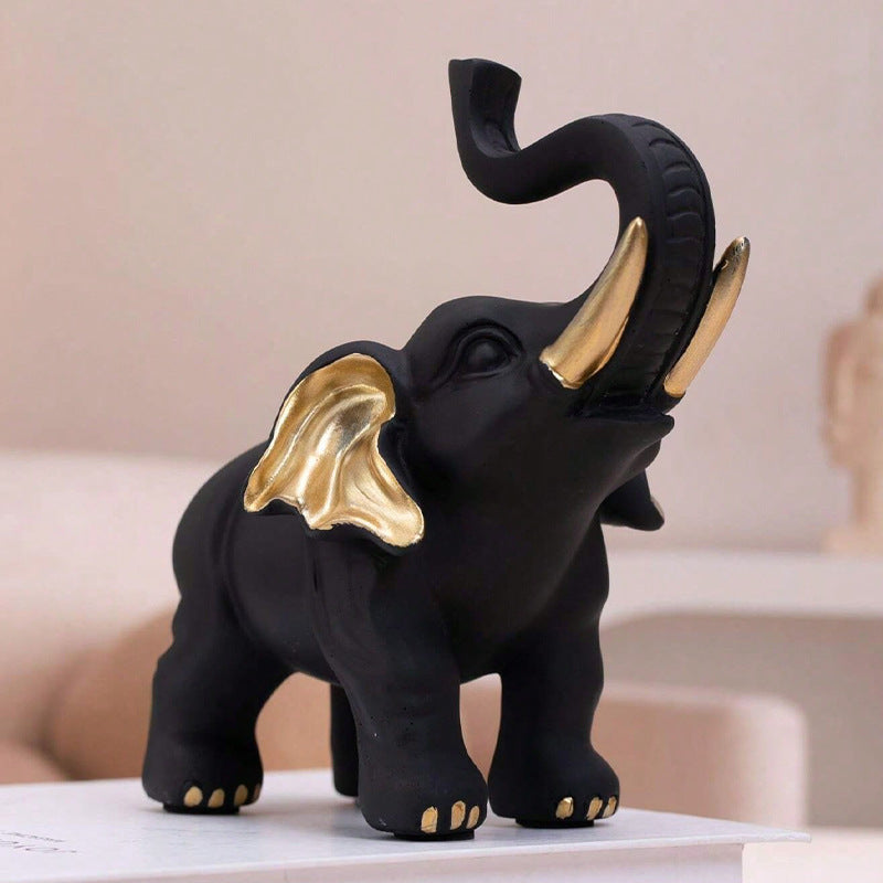 Cross-border Foreign Trade Home Desktop Decorative Resin Crafts Black Elephant Ornaments
