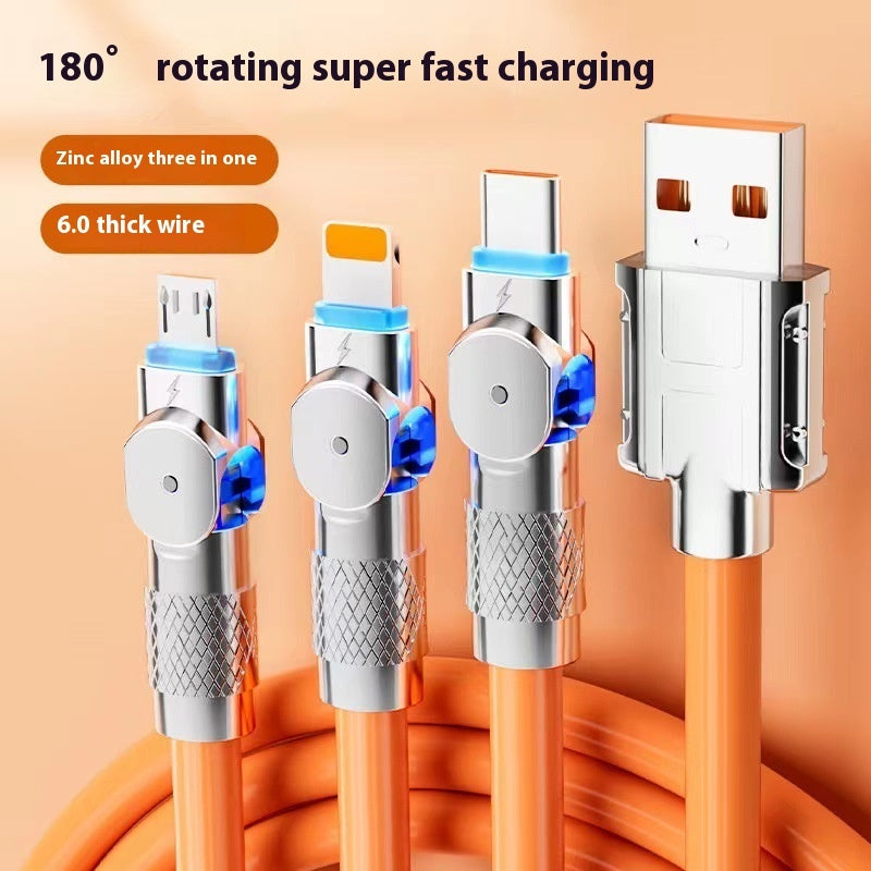 Fast Charging Rotating One-to-three Mobile Phone Charging Cable