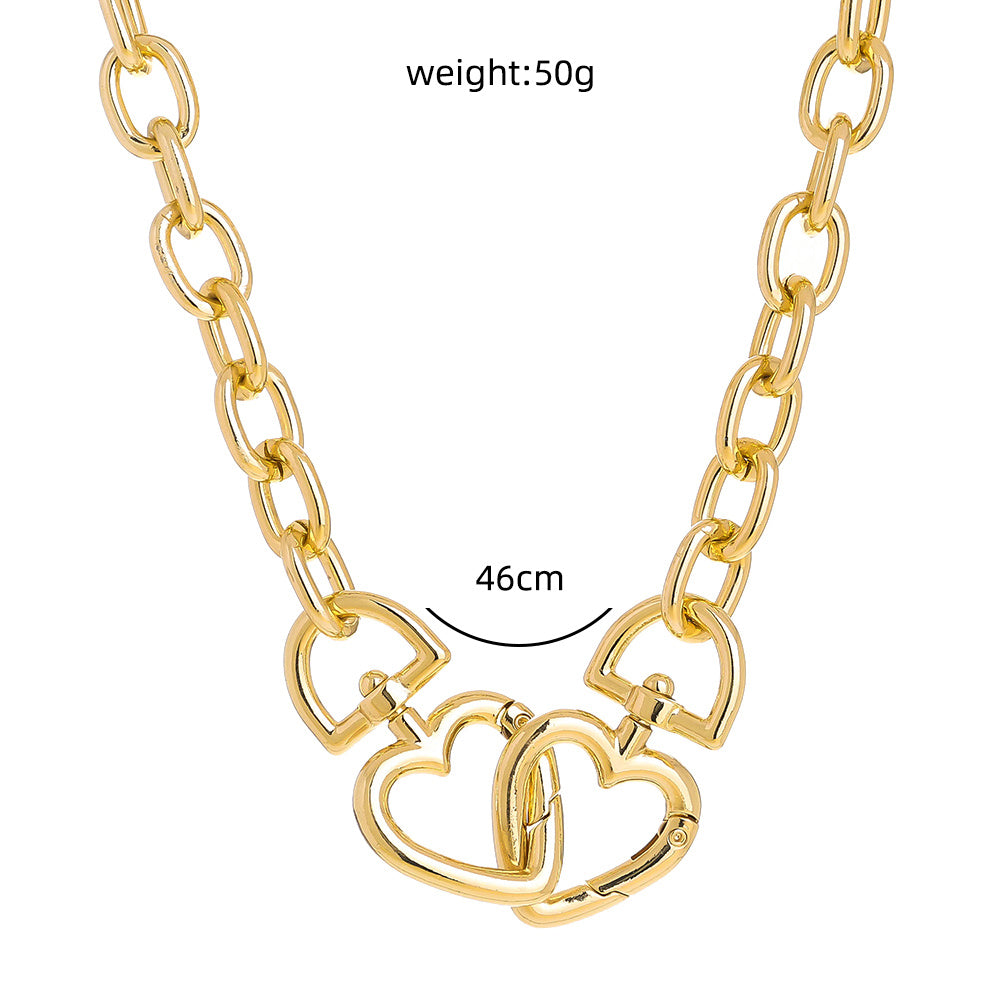 Europe and America Electroplating Big Heart Big Necklace