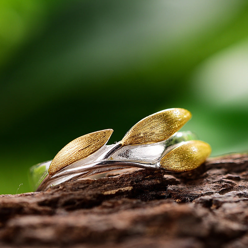 Three Leaf Separation Sterling Silver S925 Women's Ring