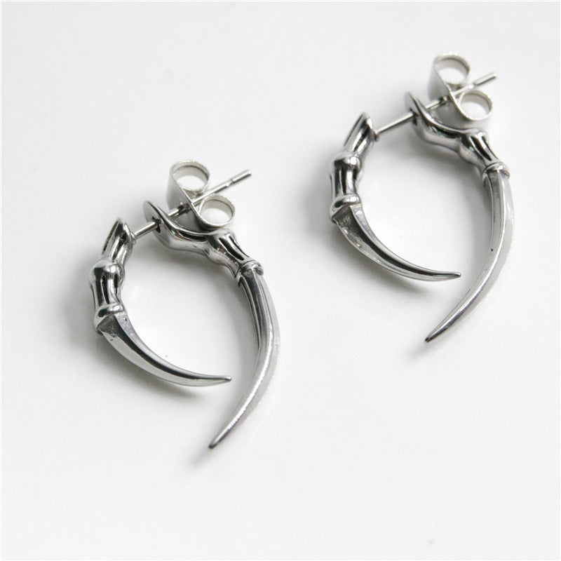 Personality Vintage Titanium Steel Casting Claw Stud Earrings