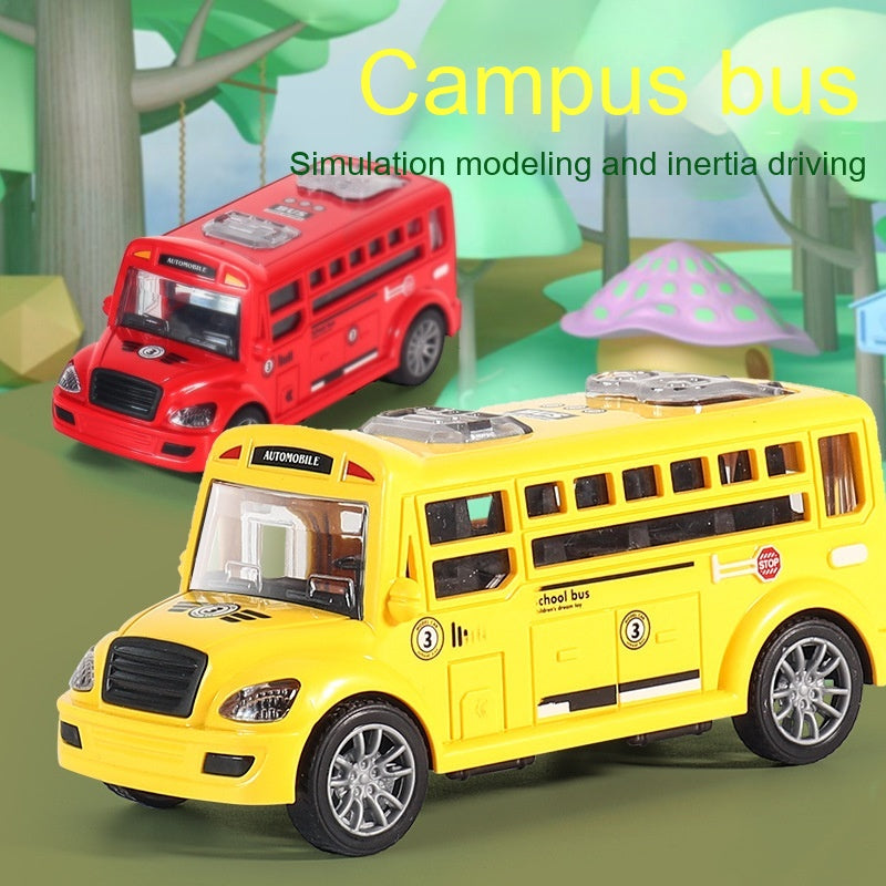 Children Boy Inertia Warrior Campus Bus Toy Car Model