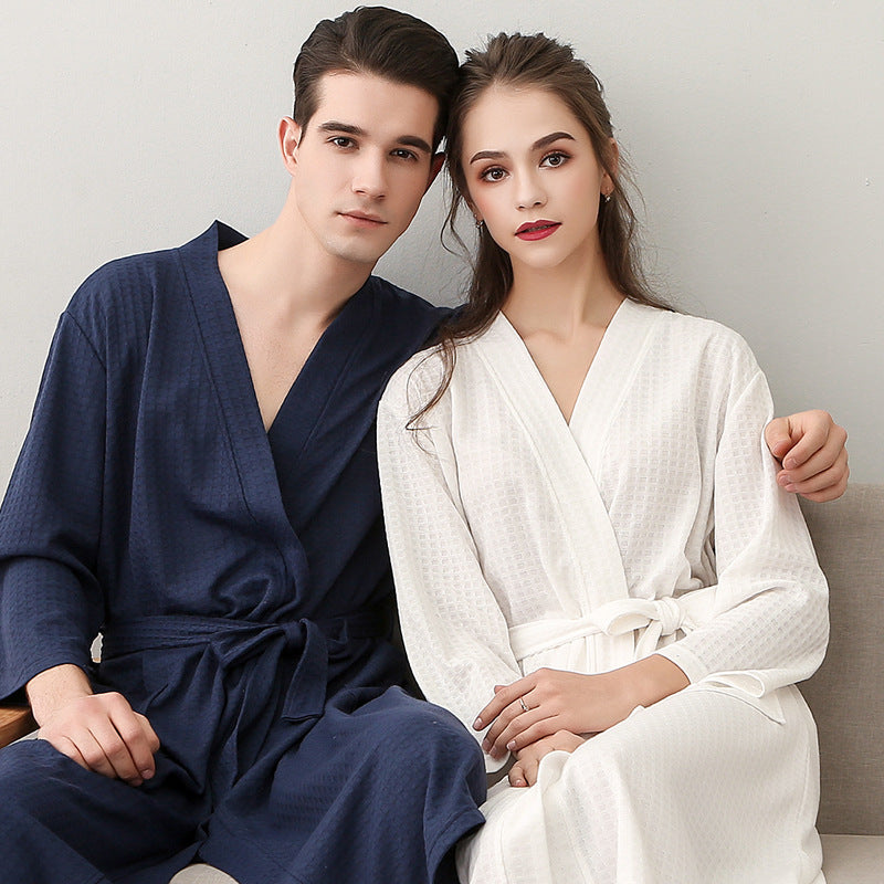 Bathrobe Women's Thin Waffle Couple Nightgown