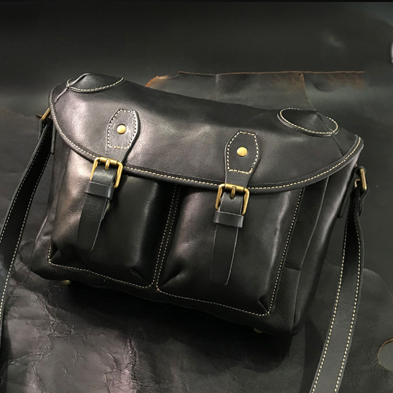 Sac bandoulière rétro en cuir de vachette pour homme