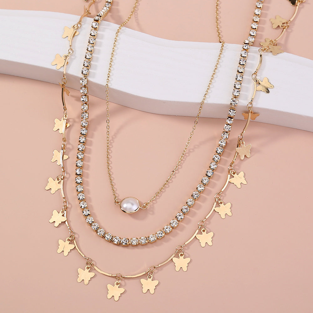 Butterfly Zircon multi-layer necklace
