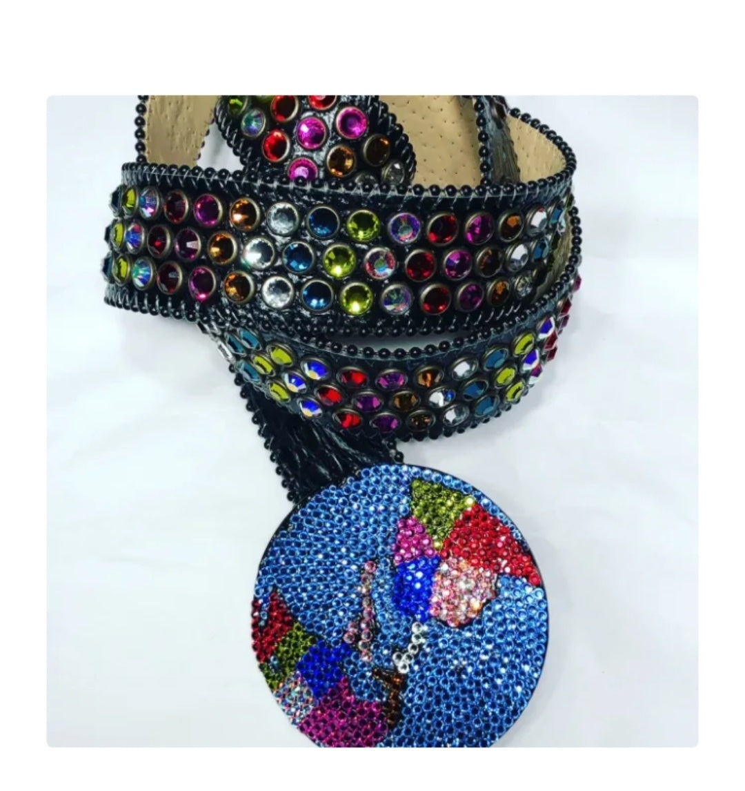 Hip Hop Style Water Diamond Punk Belt