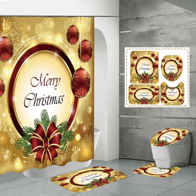 Printed Waterproof Polyester Bathroom Jingling Bell Partition Shower Curtain