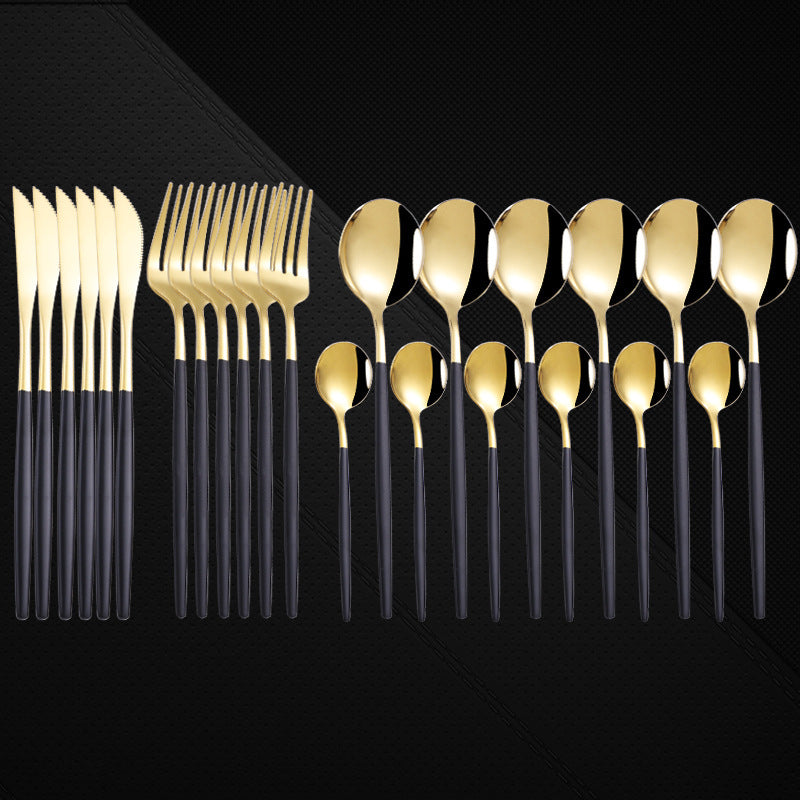 Stainless Steel 24 Pieces Set Spoon And Fork Western Cutlery