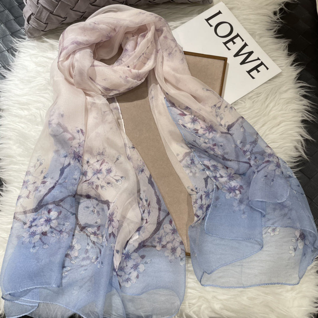 Mulberry Silk Chiffon With Digital Printlightweight Airy And Flowy Summer Sheer Scarf