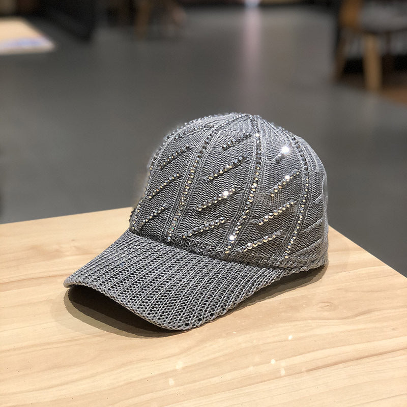 Mesh Knitted Baseball Cap With Drill