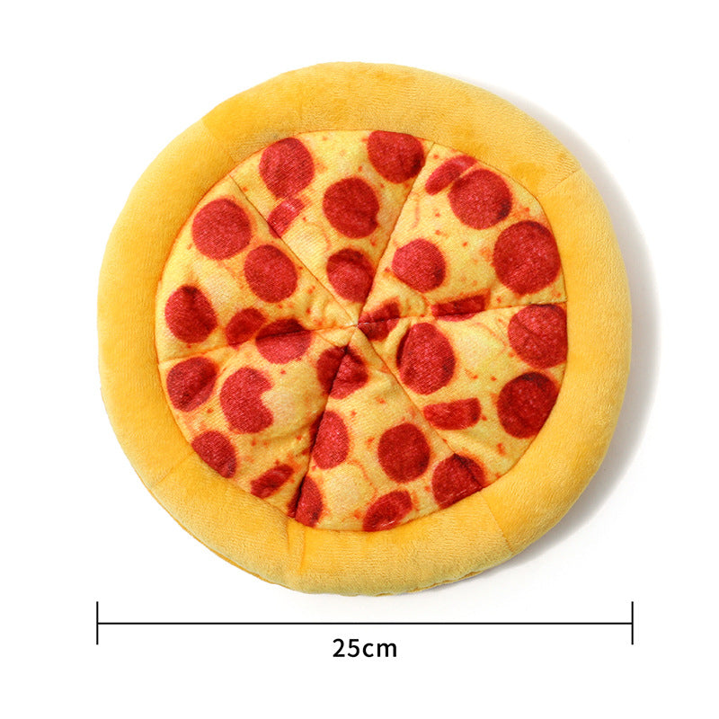 Pet Teddy Toy Pizza Grinding Teeth Squeaky Durable Dog Chewing Toy Interactive Supplies