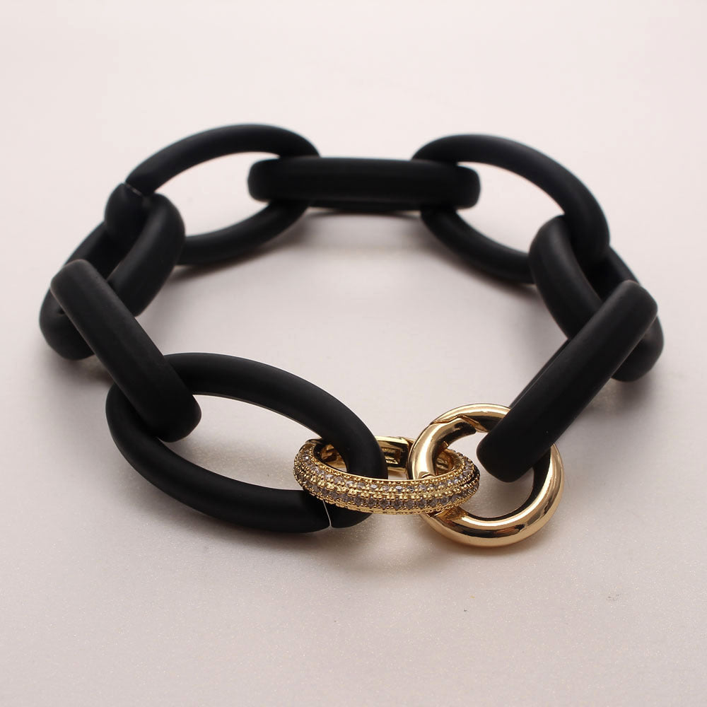 Fashion Resin Geometric Panel Acrylic Micropaved Zircon Bracelet